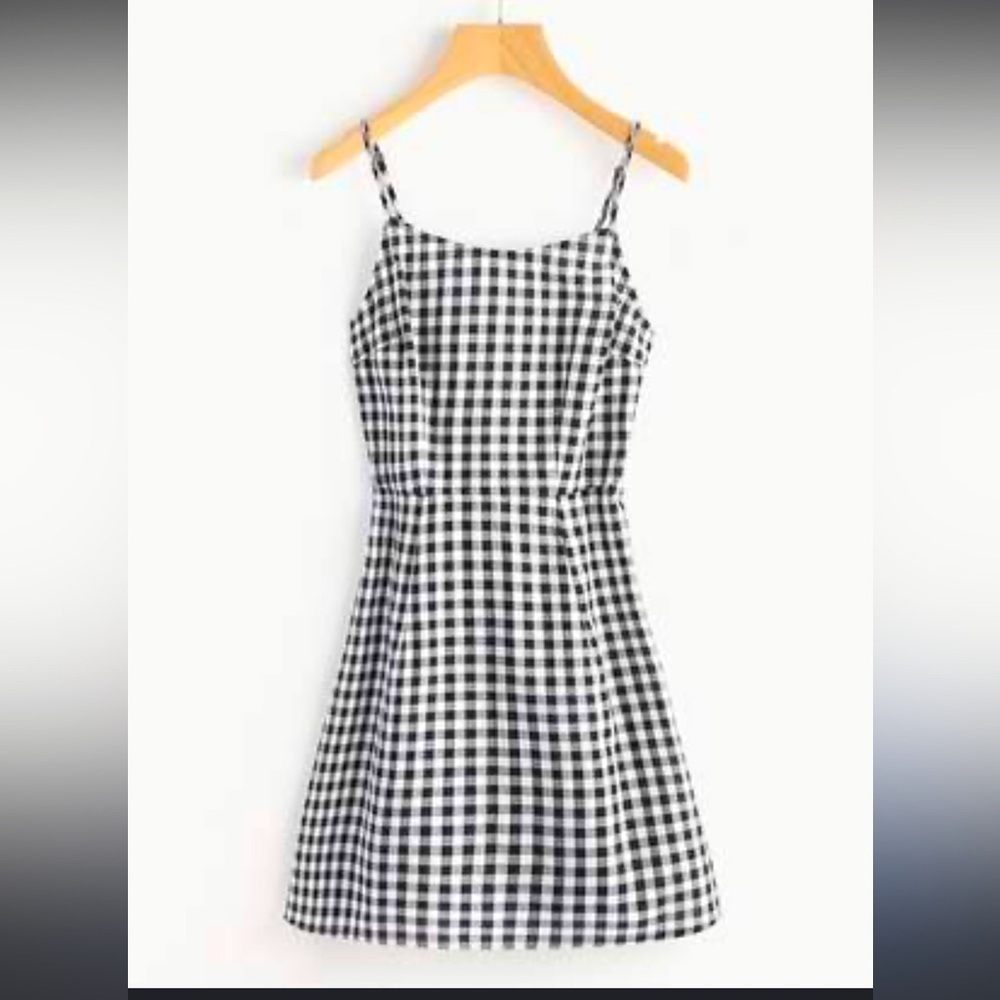 SHEIN Monochrome Gingham Mini Dress